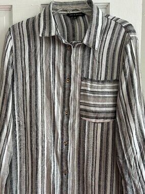 Button Down Short Beach Coverup - Linen Blend